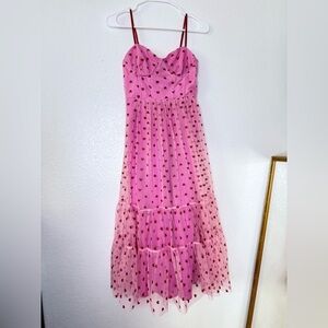 Betsey Johnson NWT Pale Pink Glitter Foil Sweetheart Tiered Corset Tule Dress 2